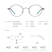 FONEX Titanium Alloy Glasses Frame Men Round Screwless Eyeglasses 98607