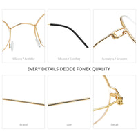 FONEX Titanium Alloy Glasses Frame Men Round Screwless Eyeglasses 98607