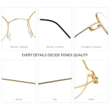 FONEX Titanium Alloy Glasses Frame Men Round Screwless Eyeglasses 98607