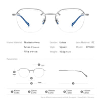 FONEX Titanium Half Rim Glasses Frame Men Square Eyeglasses BYY0041