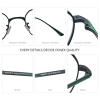 FONEX Pure Titanium Glasses Frame Men Square Eyeglasses DESKEY