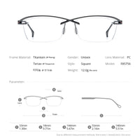 FONEX Titanium Glasses Frame Men Semi Rimless Square Eyeglasses F85756
