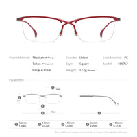 FONEX Titanium Glasses Frame Men Semi Rimless Square Eyeglasses F85757