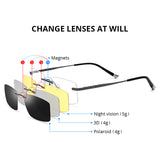 FONEX Titanium Glasses Frame Men Square Magnet Clip Rimless Eyeglasses F85761