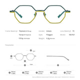 FONEX Pure Titanium Glasses Frame Men Polygon Eyeglasses F85767