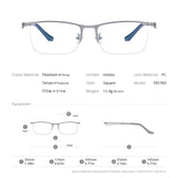 FONEX Titanium Glasses Frame Men Square Semi Rim Eyeglasses F85769