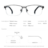 FONEX Titanium Glasses Frame Men Semi Rimless Square Eyeglasses F85770