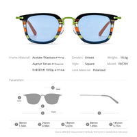 FONEX Acetate Titanium Men Square Polarized Sunglasses F85791T