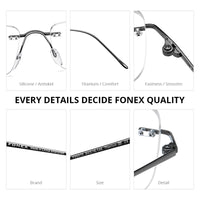 FONEX B Titanium Glasses Frame Men Brand Rimless Eyeglasses F85870