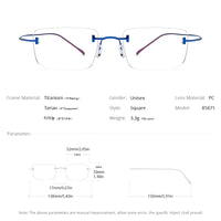 FONEX B Titanium Glasses Frame Men Brand Rimless Square Eyeglasses 85871