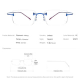 FONEX B Titanium Glasses Frame Men Brand Rimless Square Eyeglasses 85871