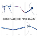 FONEX B Titanium Glasses Frame Men Brand Rimless Square Eyeglasses 85871