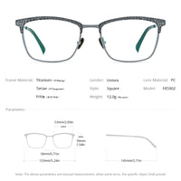 FONEX Titanium Glasses Frame Men Square Eyeglasses F85902