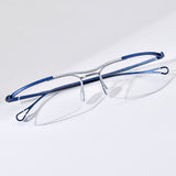 FONEX Titanium Glasses Frame Men Semi-Rimless Square Eyeglasses 85919