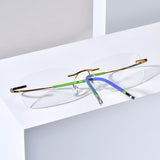 FONEX Titanium Glasses Frame Men Rimless Eyeglasses 85899