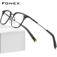 FONEX Acetate Titanium Glasses Frame Men Square Eyeglasses DLX410