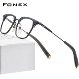 FONEX Acetate Titanium Glasses Frame Men Square Eyeglasses DLX410