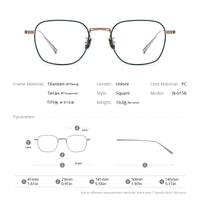 FONEX Pure Titanium Glasses Frame Men Square Eyeglasses N-015R
