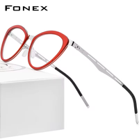 FONEX Alloy Glasses Frame Women Cat Eye Screwless Eyeglasses F1008