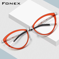 FONEX Alloy Glasses Frame Women Cat Eye Screwless Eyeglasses F1008