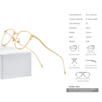 FONEX Titanium Glasses Frame Men Square Eyeglasses 8522