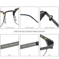 FONEX Alloy Glasses Frame Men Round Screwless Eyeglasses 98627