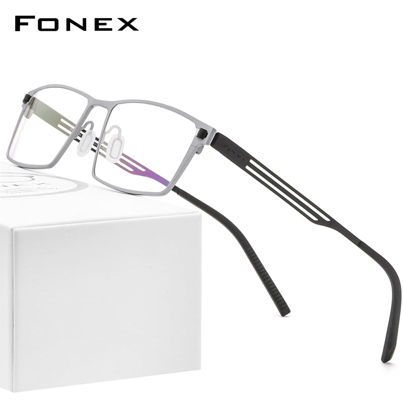 FONEX Titanium Glasses Frame Men Square Screwless Eyeglasses 8531 ...