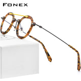 FONEX Acetat Titan Brillengestell Männer Runde Optische Brillen F85712