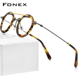 FONEX Acetate Titanium Glasses Frame Men Round Eyeglasses F85712