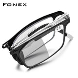 FONEXスクリューレス折りたたみ式老眼鏡男性フォトクロミックグレーLH015