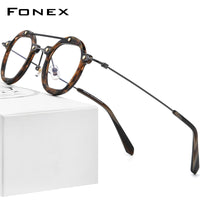 FONEX Acetate Titanium Glasses Frame Men Round Eyeglasses F85712