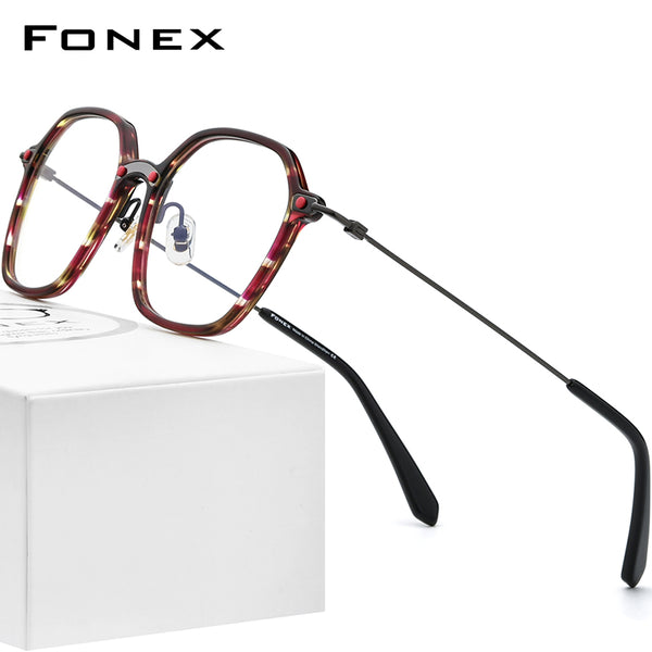 FONEX Acetat Titan Brillengestell Herren Quadratische Brille F85679