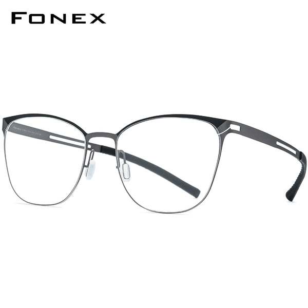 FONEX Titanium Glasses Frame Men Square Screwless Eyeglasses 8527