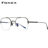 FONEX Titanium Glasses Frame Men Half Rimless Eyeglasses F85699