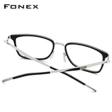 FONEX Alloy Glasses Frame Men Square Screwless Eyeglasses 516