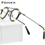 FONEX Acetate Titanium Glasses Frame Men Round Eyeglasses F85712