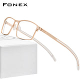 FONEX Legierung Brillengestell Damen Quadratisch Schraubenlos Brille 995