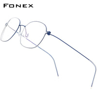 FONEX B Titanium Brillengestell Herren Runde Schraubenlose Brille F7513