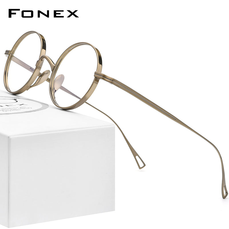 FONEX Titanium Glasses Frame Men Round Eyewear F85644 – FONEX-Eyeglasses