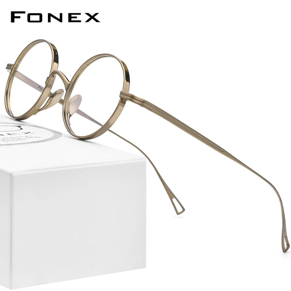 FONEX 티타늄 안경 프레임 남성 라운드 근시 광학 안경 F85644