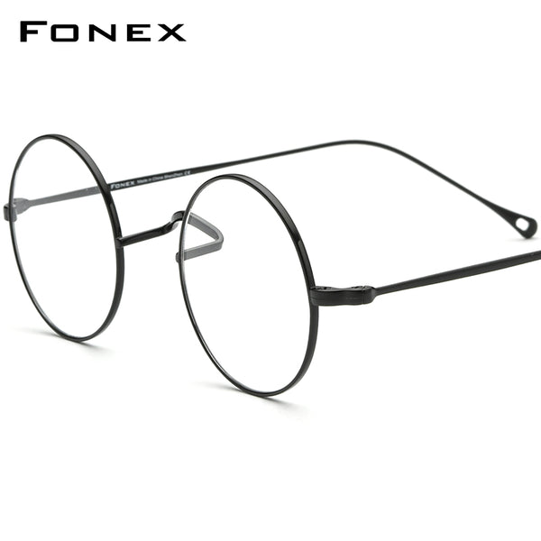 FONEX 티타늄 안경 프레임 남성 라운드 근시 광학 안경 F85666