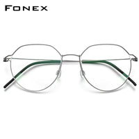 FONEX Titanlegierung Brillengestell Herren Runde schraubenlose Brille 98635