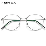FONEX Titanium Alloy Glasses Frame Men Round Screwless Eyeglasses 98635