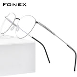 FONEX Legierung Brillengestell Herren Runde schraubenlose Brille F1014