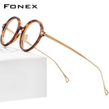 FONEX Acetate Titanium Glasses Frame Men Round Eyeglasses F85664