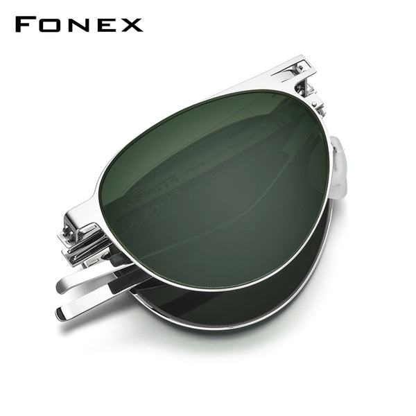 FONEX Hợp kim nam Gấp Pilot UV400 Kính râm phân cực F1025