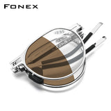 FONEX Screwless Folding Reading Glasses Men Photochromic Tea LH017