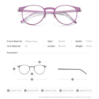 FONEX Legierungs-Brillen-Rahmen-Frauen-runde schraubenlose Brillen F1023
