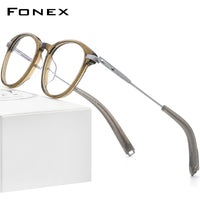 FONEX Acetat Titan Brillengestell Männer Runde Optische Brillen F85704