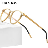 FONEX Buffalo Horn Titanium Glasses Frame Men Eyeglasses F98637